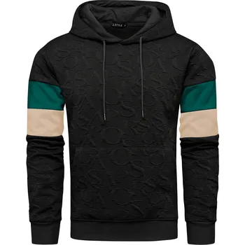 Pánská mikina Pánská mikina s kapucí černá s 3D pruhy - XXL