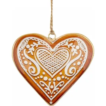 Vánoce KOVODĚLNÁ ZÁVĚSKA SRDCE PERNÍK 10x10x1