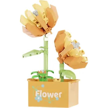 ostatní stavebnice Květina 7,3 x 5,6 x 9,5 cm Chryzantéma Skládací dekorativní květ v květináči Mikro cihly 187 ks Elegantní květina do pokoje pro děti i dospělé