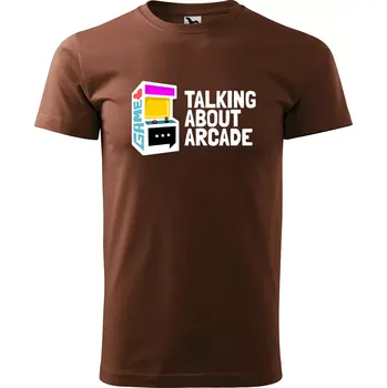 Sablio Tričko s potiskem Talking about arcade - hnědé 4XL