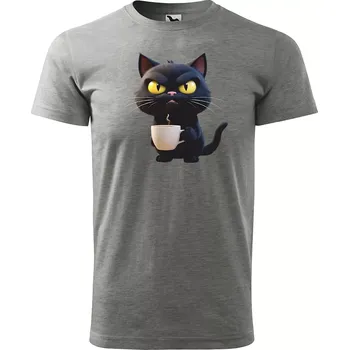 Sablio Tričko s potiskem Naštvaná kočka - šedé M