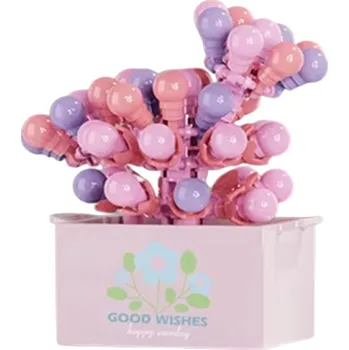 ostatní stavebnice Skládačka v květináči 6,1 x 5,7 x 6,4 cm Růžovo fialové květiny Mikro Cihly 128 ks Moderní Kreativní Hračky pro Dívky a Chlapce