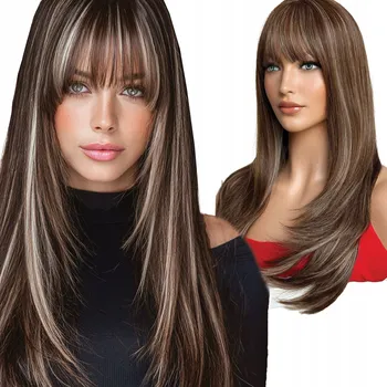 Paruka Paruka dlouhé syntetické hnědé vlasy Althair dámská