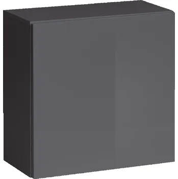 Knihovna Vitrína, grafit lesk, 60 x 60 x 30 cm ASM