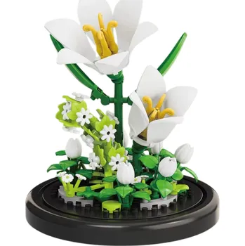 ostatní stavebnice Mikro stavebnice lilií 85 x 85 x 97 mm 161 ks Kreativní květinový model v květináči Domácí dekorace Rostlina pro děti i dospělé
