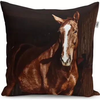Polštář Sablio Polštář Kůň ve stáji - 60x60 cm