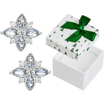 Náušnice Stříbrné Náušnice Kytičky se Zirkony Dámské Puzetky Modré Květinky 925