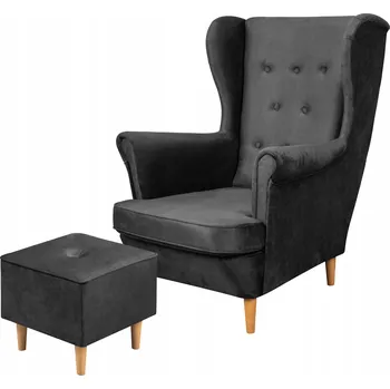 Křeslo Křeslo ušák BIRD Meble černé