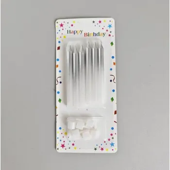 Svíčky Harmony stříbrno-bílé (6 ks) ♡