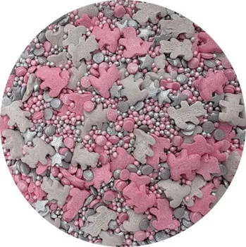 Přisada na vaření a pečení Cukrové zdobení Růžovo-stříbrní medvídci 80g - I LOVE CAKES | Skvělé pro Váš domácí dort