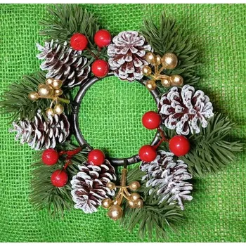 Vánoční dekorace Vánoční věnec - šišky, jmelí