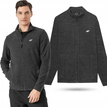 Pánská mikina Teplá mikina 4F pánská fleecová mikina se stojáčkem a zipem vel. M