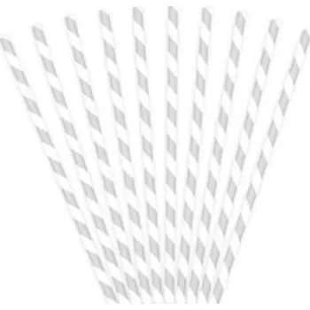 Přisada na vaření a pečení Papírová brčka stříbrno-bílá - 10 ks /BP