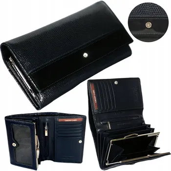 Dámská kožená peněženka malá tmavě modrá s krystaly Swarovski polská výroba