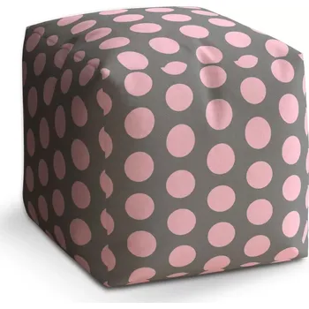 Taburet Sablio Taburet Cube Velké růžové puntíky: 40x40x40 cm