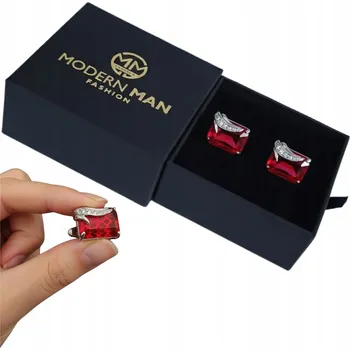 Manžetový knoflíček MANŽETOVÉ KNOFLÍČKY ČERVENÉ DÁREK PRO MUŽE KRABIČKA ELEGANTNÍ SVÁTKY
