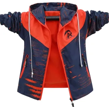 Zimní chlapecká bunda s kapucí Teplá prošívaná bunda na zip s kapsami na zip Podzimní a zimní oblečení Pohodlný materiál Bavlna a polyester oranžová 5