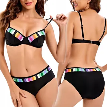 Dámské plavky PLAVKY DVOUDÍLNÉ DÁMSKÉ ČERNÉ VYSTUŽENÉ KOSTÝM VELIKOST M