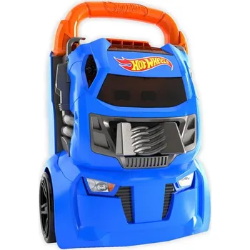 autíčko Kufřík s vystřelovačem Hot Wheels, modrý plastový, na 20 autíček
