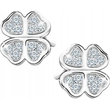 Náušnice STŘÍBRNÉ NÁUŠNICE ZIRKON JETELEM A ZIRKONY