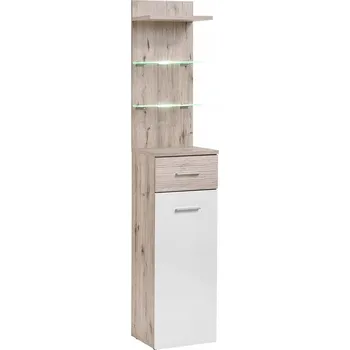 Šatní skříň Moderní skříňka sloupek s policemi šatna předsíň dub bílý GUSTAVO
