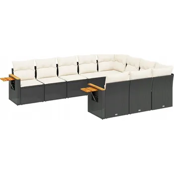 VidaXL 10dílná zahradní sedací souprava, polštáře černý PE ratan