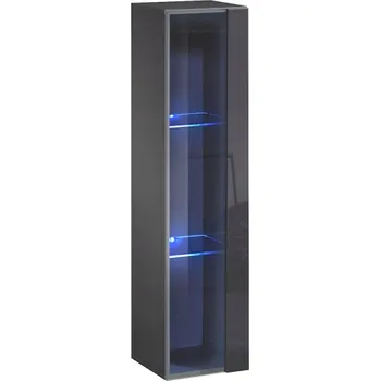 Knihovna Vitrína grafit lesklá 120 x 30 x 30 cm ASM