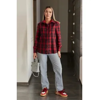 Dámská košile Dámská kostkovaná košile Oversize "Wise" – Červená, Velikost 46/48