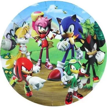 Přisada na vaření a pečení Párty papírové talíře 22cm 10ks ježek Sonic - Cakesicq | Cukrářské potřeby