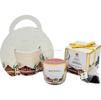 ARÔME Vánoční dárkový set - hrnek, čaj a svíčka Kluziště