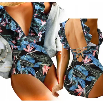 Dámské plavky PLAVKY JEDNODÍLNÉ DÁMSKÉ KVĚTINY BOHO VYSTUŽENÉ L