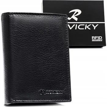 Peněženka Portfel ze skóry naturalnej pánská elegantní černá kožená Rovicky dárek