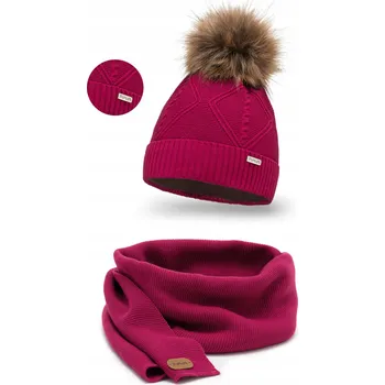 Čepice PaMaMi sada: čepice a šála, univerzální velikost, růžová