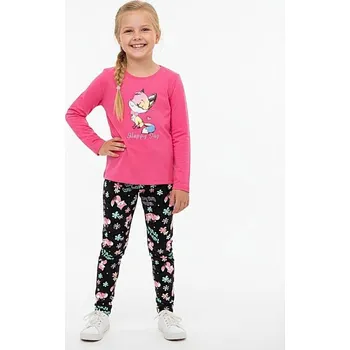 Dětská móda ZATEPLENÉ DÍVČÍ LEGÍNY S LIŠKOU YL1130 Velikost: 98, Barva: Černá