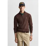 SVETR GANT COTTON CABLE HALF ZIP BROWN MELANGE