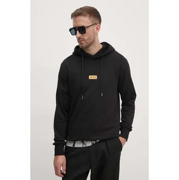 Pánská mikina Bavlněná mikina Versace Jeans Couture pánská, černá barva, s kapucí, s aplikací, 77GAIT08 CF00T 77GAIT08.CF00T 99X, vel. M