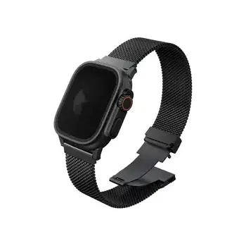 Řemínek na hodinky UNIQ DANTE PRO řemínek pro Apple Watch 49 46 45 44 mm - GRAPHITE BLACK (černá) (8886463692257)