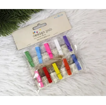 Kolíčky dřevěné barevné dekorační, sada 10 ks, 3,5 cm