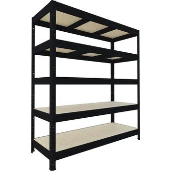 Dílenský regál Velký kovový regál Biedrax 60 x 160 x 177 cm, 5 polic - černý/JSD 10 mm, 400 kg/pol.