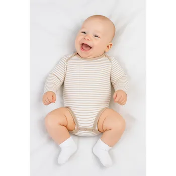 Baby Service Kojenecké body bavlna béžový proužek Vel. 86