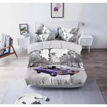 Povlečení NOVINKA 2025 ! POVLEČENÍ S 3D EFEKTEM 140x200/70x90cm - CARS - SOCHA SVOBODY + POVLAK POLŠTÁŘEK ZDARMA !