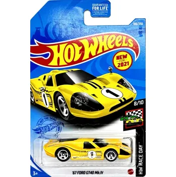 autíčko HOT WHEELS - '67 Ford GT40 Mk.IV Yellow (F3)