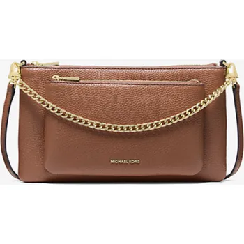 Kožená crossbody kabelka Michael Kors jet set s kapsou hnědá