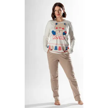 Dámské pyžamo FAVAB Dámské pyžamo s dlouhými rukávy MIYANA I potisk Macík Velikost výrobku: S