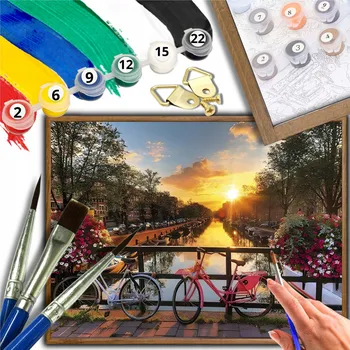 Obraz MALOVÁNÍ PODLE ČÍSEL KRAJINA AMSTERDAM SADA OBRAZ S RÁMEM 40x50