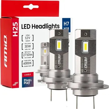 Autožárovka AMiO LED H25 Canbus H7 H18 12V 30W
