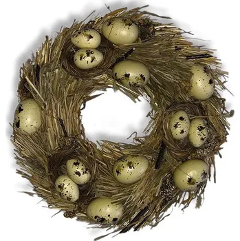 Velikonoční dekorace 4DAVE Velikonoční dekorace - Věnec zdobený křepelčími vajíčky