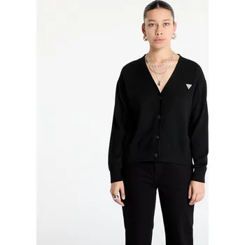 Dámský svetr Svetr Guess JEANS Silk and Wool-Blend Mini Triangle Cardigan Jet Black A996 XS
