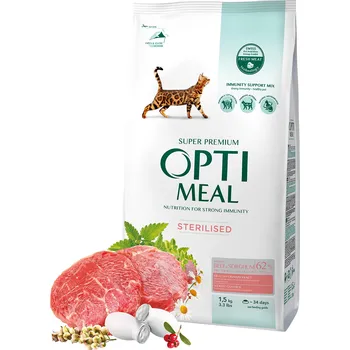 Krmivo pro kočku OPTIMEAL™ Suché krmivo pro sterilizované kočky s obsahem hovězího masa a čiroku Velikost balení: 1,5kg