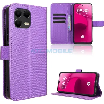 Pouzdro na mobilní telefon Pouzdro Shield4U T Phone 3 Pro 5G (2025) Diamond Texture otevírací fialové a zpět 34 Kč s ATC Clubem